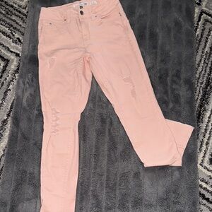 Stylish Light Pink Distressed Skinny Jeans